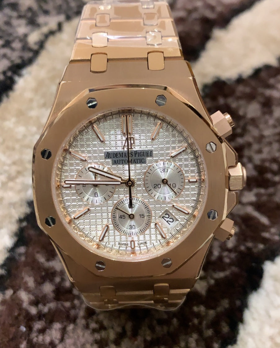 Audemars Piguet Royal Oak Chronograph White Dial Rose Gold