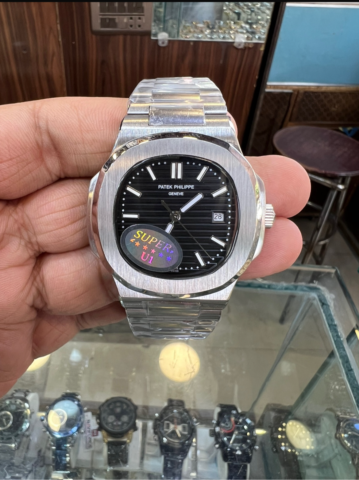 Patek Philippe Silver Black Nautilus